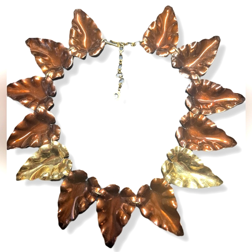 Women's Elegant Copper Leaf Design Choker Chain Necklace